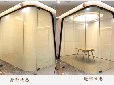 酒店智能调光玻璃 超高透通电玻璃 5+5弧形雾化玻璃