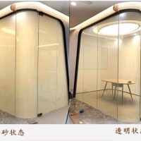 酒店智能调光玻璃 超高透通电玻璃 5+5弧形雾化玻璃